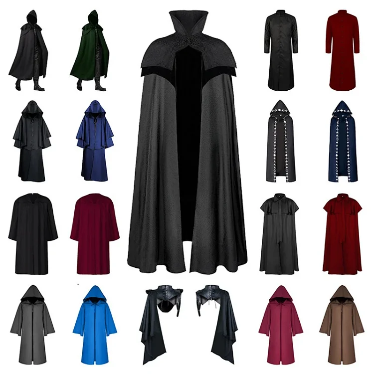 Black High Collar Cloak with H