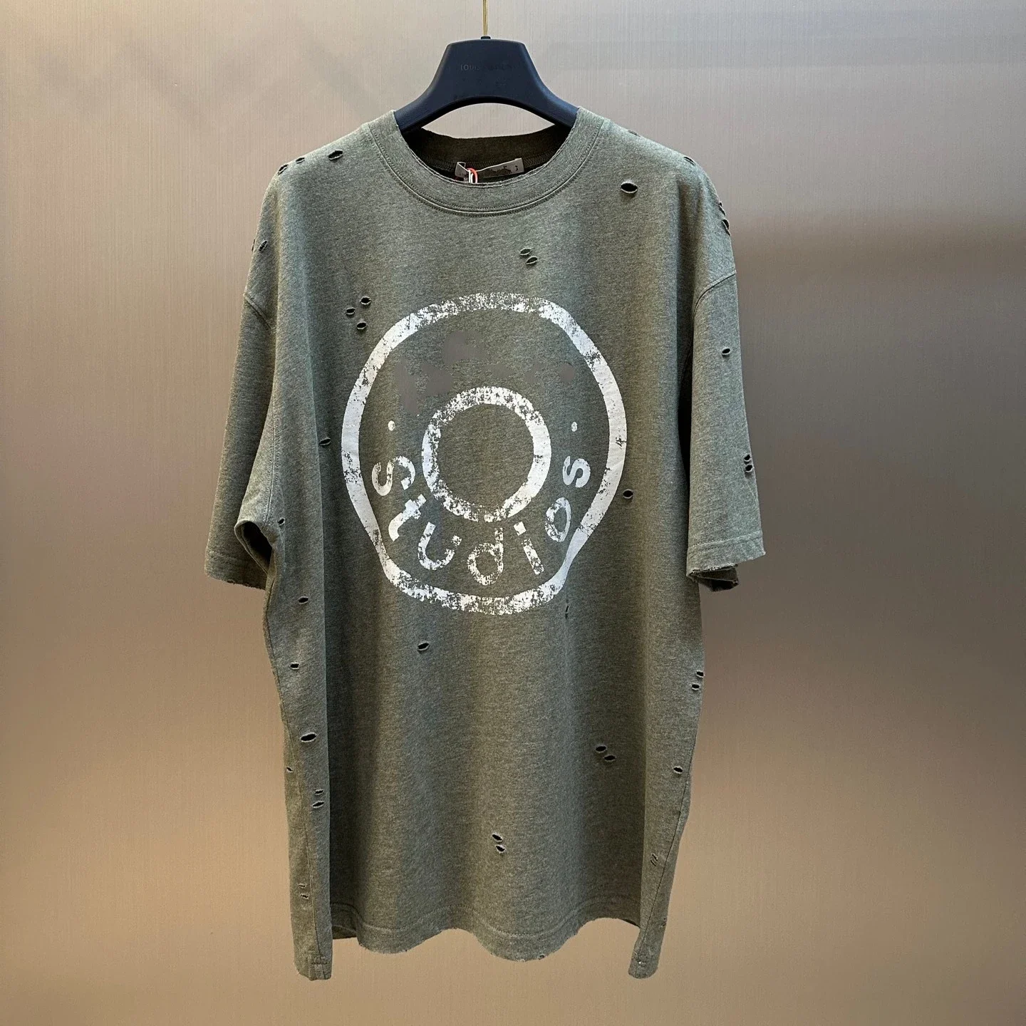 Distressed Green Oversized T-S